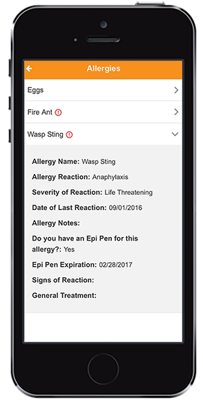 Magnus Student Health Mobile Emergency Clinical Alert Example
